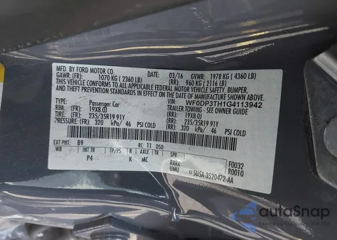 2016 Ford Focus Rs из США, поврежденный, VIN WF0DP3TH1G4113942